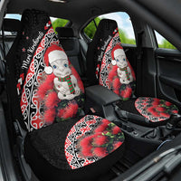 New Zealand Christmas Meri Kirihimete Car Seat Cover Santa Hei Tiki Pohutukawa LT01 One Size Black - Polynesian Pride