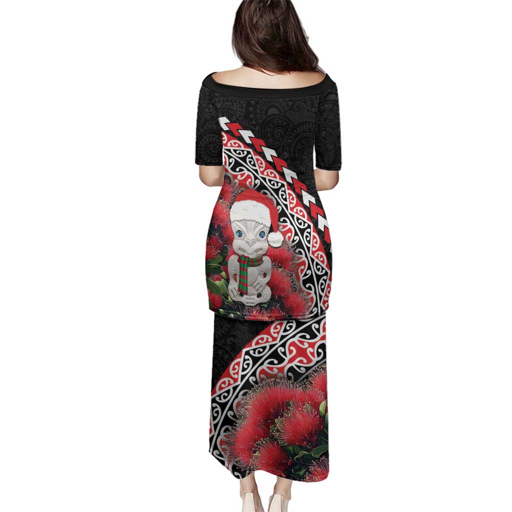 New Zealand Christmas Meri Kirihimete Family Matching Puletasi and Hawaiian Shirt Santa Hei Tiki Pohutukawa LT01 - Polynesian Pride