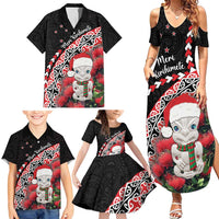 New Zealand Christmas Meri Kirihimete Family Matching Summer Maxi Dress and Hawaiian Shirt Santa Hei Tiki Pohutukawa LT01 - Polynesian Pride