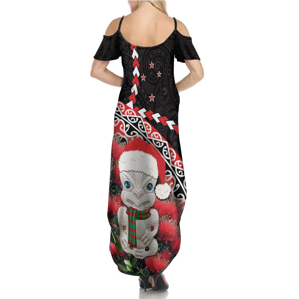 New Zealand Christmas Meri Kirihimete Family Matching Summer Maxi Dress and Hawaiian Shirt Santa Hei Tiki Pohutukawa LT01 - Polynesian Pride
