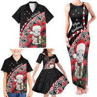New Zealand Christmas Meri Kirihimete Family Matching Tank Maxi Dress and Hawaiian Shirt Santa Hei Tiki Pohutukawa LT01 - Polynesian Pride
