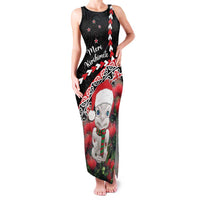 New Zealand Christmas Meri Kirihimete Family Matching Tank Maxi Dress and Hawaiian Shirt Santa Hei Tiki Pohutukawa LT01 Mom's Dress Black - Polynesian Pride
