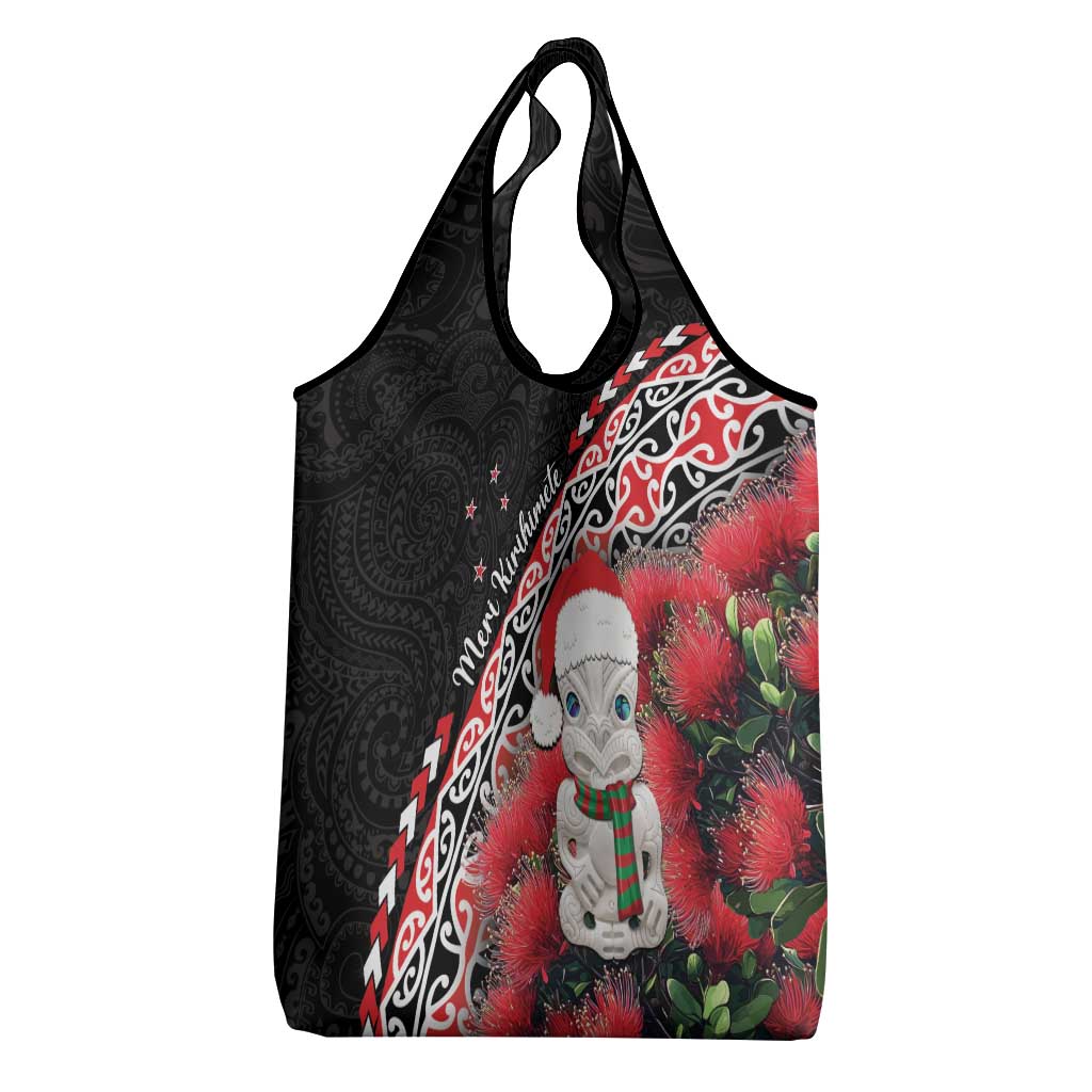 New Zealand Christmas Meri Kirihimete Grocery Bag Santa Hei Tiki Pohutukawa LT01 - Polynesian Pride