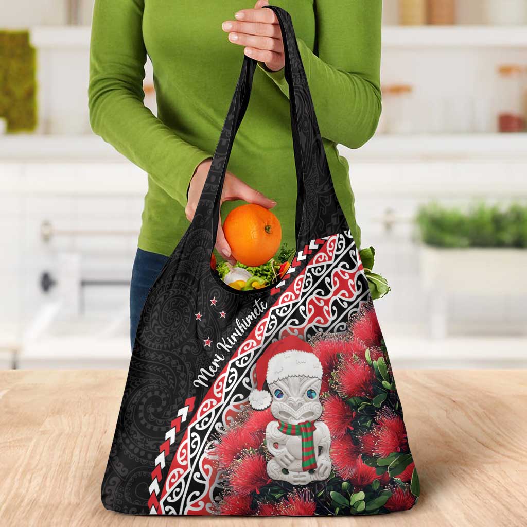 New Zealand Christmas Meri Kirihimete Grocery Bag Santa Hei Tiki Pohutukawa LT01 - Polynesian Pride