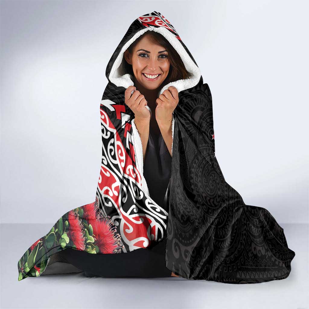 New Zealand Christmas Meri Kirihimete Hooded Blanket Santa Hei Tiki Pohutukawa LT01 - Polynesian Pride