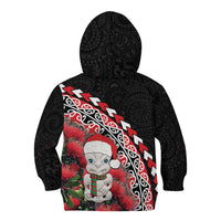 New Zealand Christmas Meri Kirihimete Kid Hoodie Santa Hei Tiki Pohutukawa LT01 - Polynesian Pride