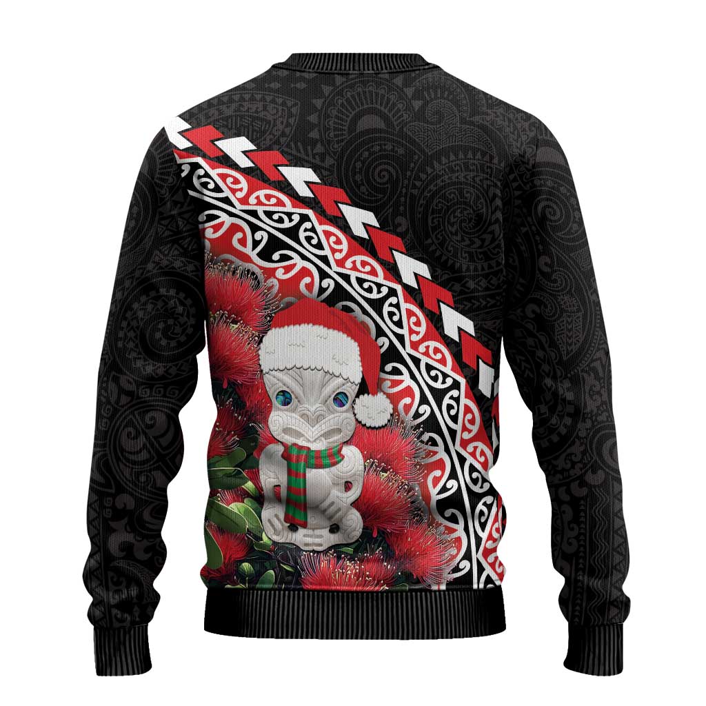 New Zealand Christmas Meri Kirihimete Ugly Christmas Sweater Santa Hei Tiki Pohutukawa LT01 - Polynesian Pride