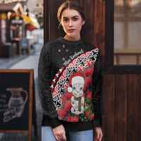 New Zealand Christmas Meri Kirihimete Ugly Christmas Sweater Santa Hei Tiki Pohutukawa LT01 - Polynesian Pride