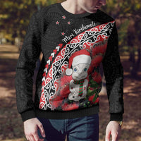 New Zealand Christmas Meri Kirihimete Ugly Christmas Sweater Santa Hei Tiki Pohutukawa LT01 - Polynesian Pride