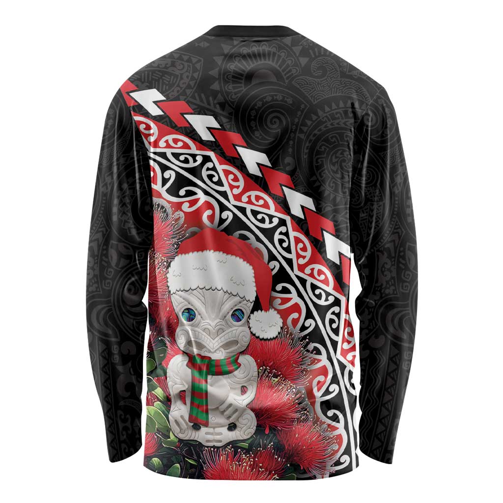 New Zealand Christmas Meri Kirihimete Long Sleeve Shirt Santa Hei Tiki Pohutukawa LT01 - Polynesian Pride