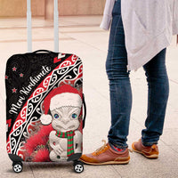 New Zealand Christmas Meri Kirihimete Luggage Cover Santa Hei Tiki Pohutukawa LT01 Black - Polynesian Pride