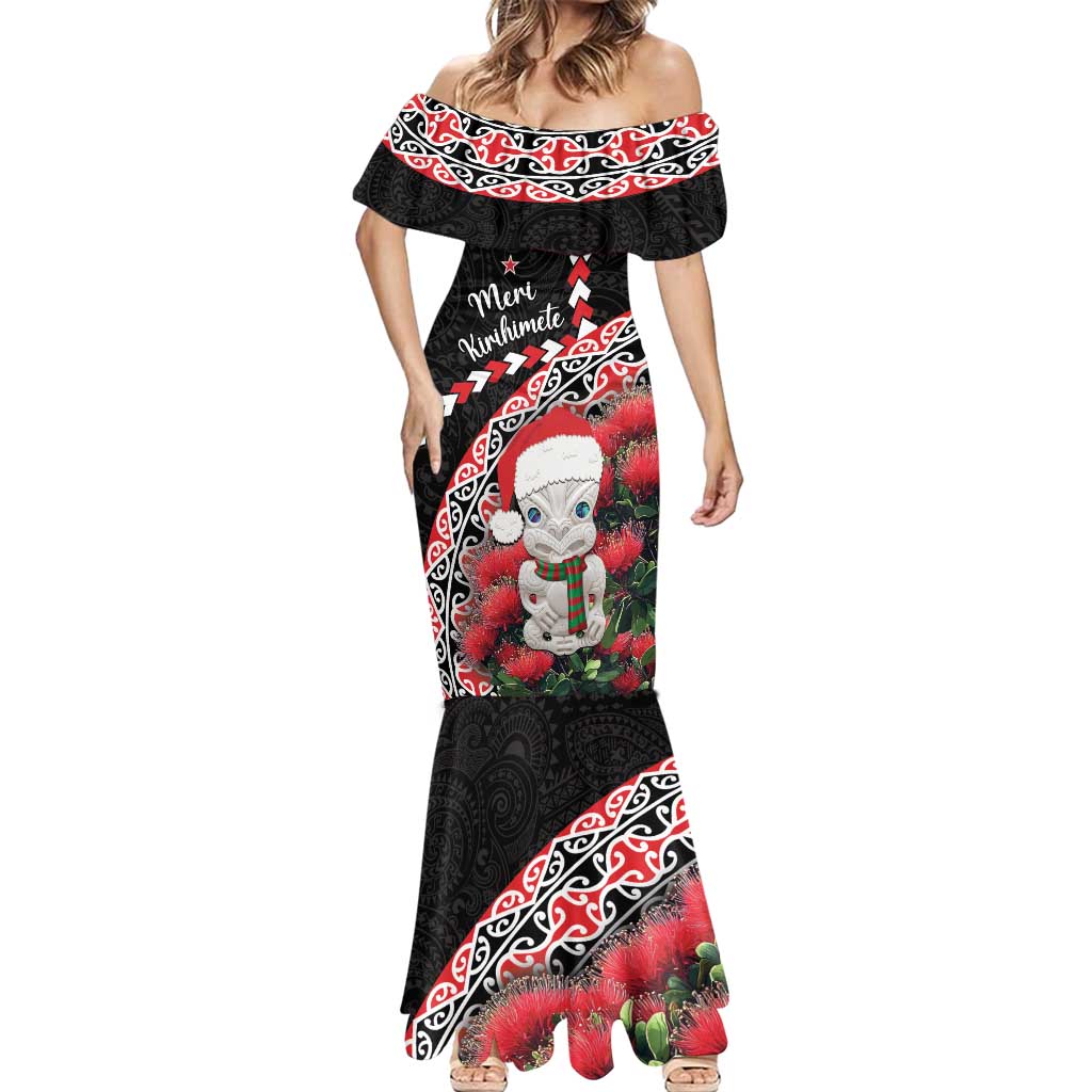 New Zealand Christmas Meri Kirihimete Mermaid Dress Santa Hei Tiki Pohutukawa LT01 - Polynesian Pride
