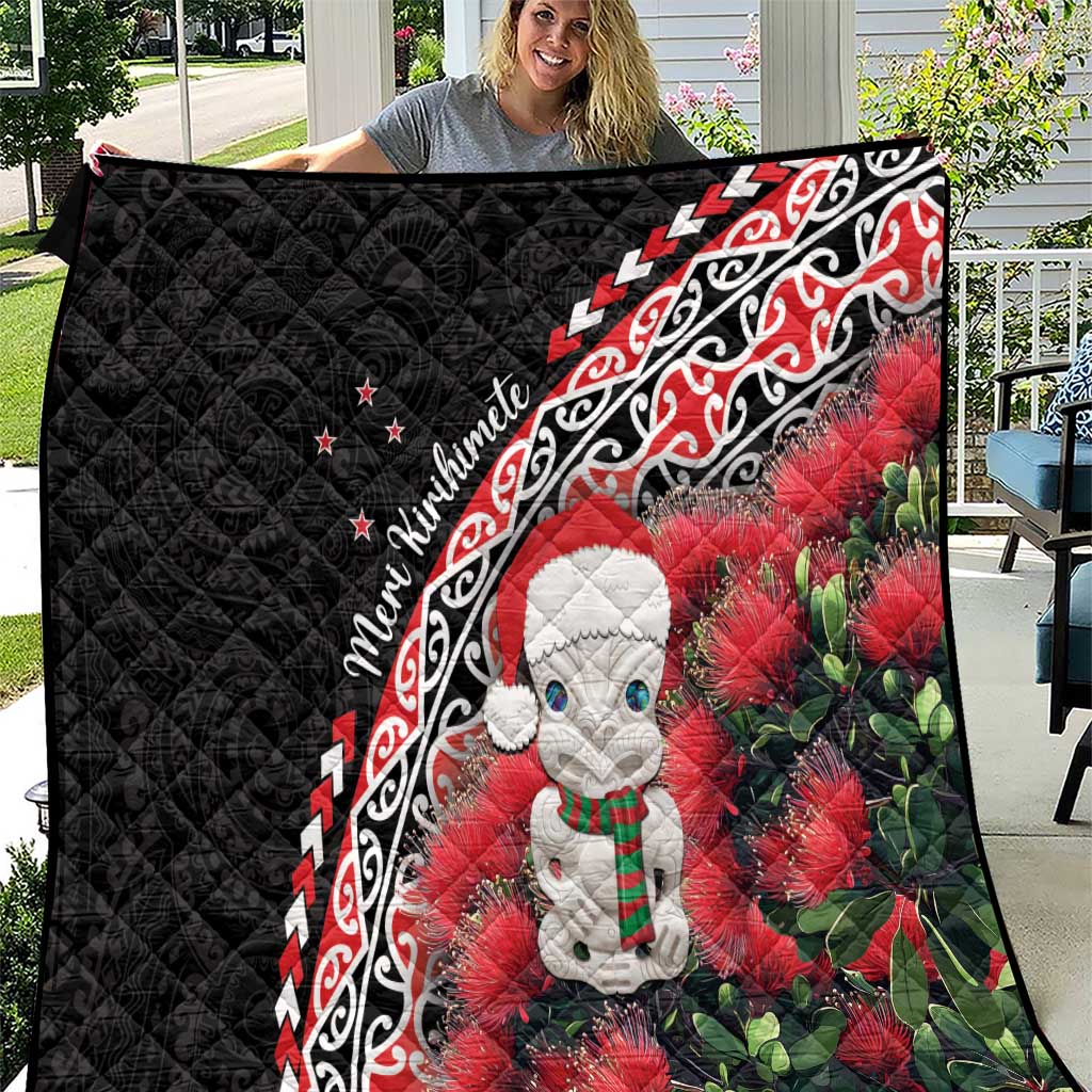 New Zealand Christmas Meri Kirihimete Quilt Santa Hei Tiki Pohutukawa LT01 Black - Polynesian Pride