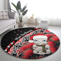 New Zealand Christmas Meri Kirihimete Round Carpet Santa Hei Tiki Pohutukawa LT01 - Polynesian Pride