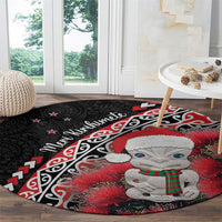 New Zealand Christmas Meri Kirihimete Round Carpet Santa Hei Tiki Pohutukawa LT01 - Polynesian Pride