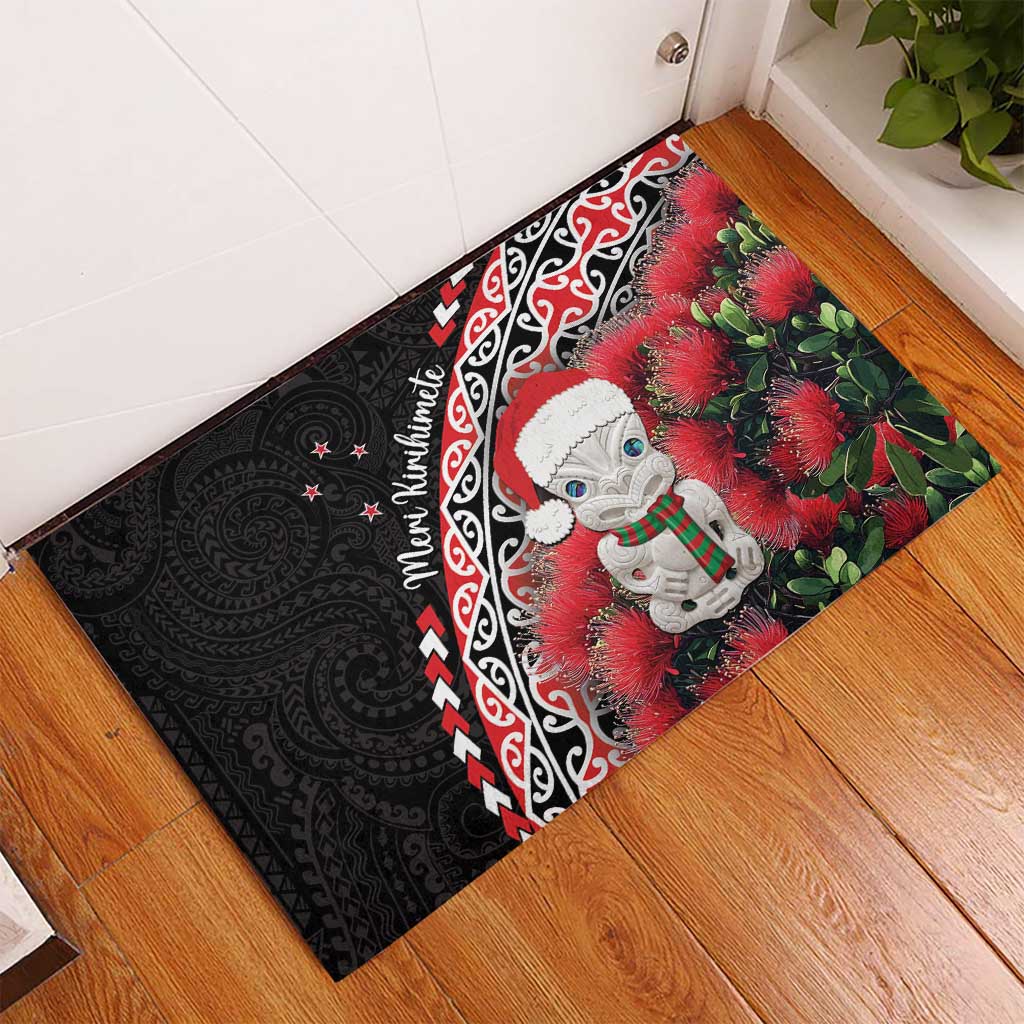 New Zealand Christmas Meri Kirihimete Rubber Doormat Santa Hei Tiki Pohutukawa LT01 - Polynesian Pride