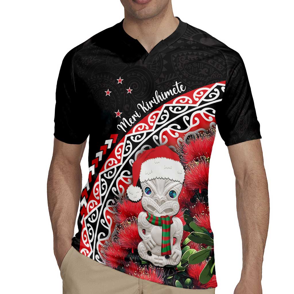 New Zealand Christmas Meri Kirihimete Rugby Jersey Santa Hei Tiki Pohutukawa LT01 - Polynesian Pride
