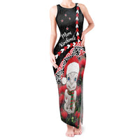 New Zealand Christmas Meri Kirihimete Tank Maxi Dress Santa Hei Tiki Pohutukawa LT01 Women Black - Polynesian Pride