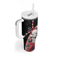 New Zealand Christmas Meri Kirihimete Tumbler With Handle Santa Hei Tiki Pohutukawa LT01 - Polynesian Pride