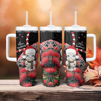 New Zealand Christmas Meri Kirihimete Tumbler With Handle Santa Hei Tiki Pohutukawa LT01 - Polynesian Pride