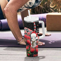 New Zealand Christmas Meri Kirihimete Tumbler With Handle Santa Hei Tiki Pohutukawa LT01 - Polynesian Pride