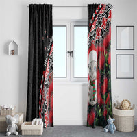 New Zealand Christmas Meri Kirihimete Window Curtain Santa Hei Tiki Pohutukawa LT01 - Polynesian Pride