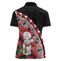 New Zealand Christmas Meri Kirihimete Women Polo Shirt Santa Hei Tiki Pohutukawa LT01 - Polynesian Pride