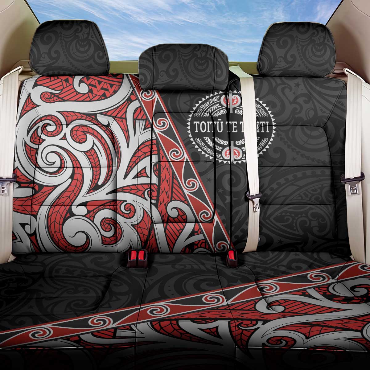Aotearoa Toitu Te Tiriti Back Car Seat Cover Honour The Treaty New Zealand LT01 One Size Black - Polynesian Pride