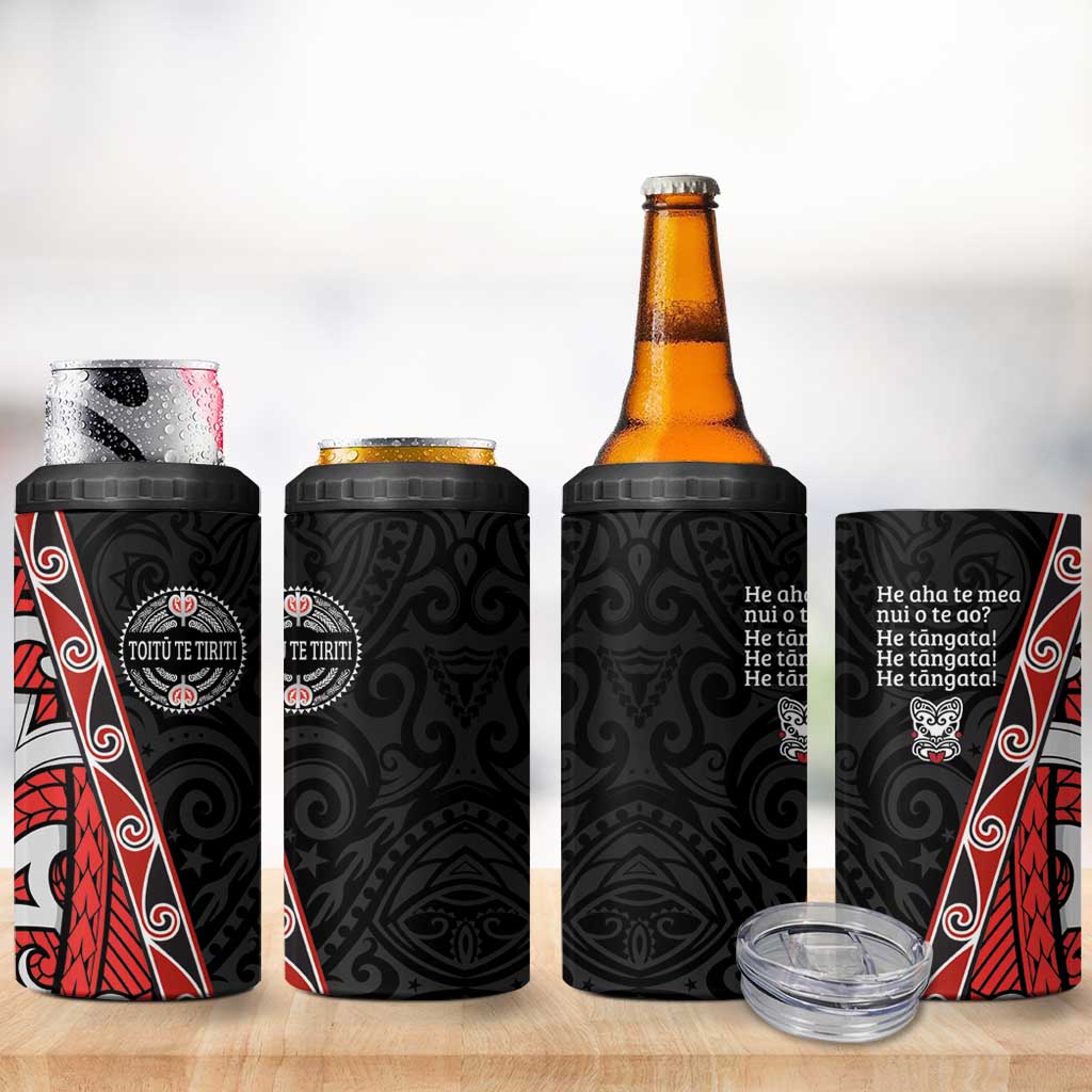 Aotearoa Toitu Te Tiriti 4 in 1 Can Cooler Tumbler Honour The Treaty New Zealand LT01 - Polynesian Pride