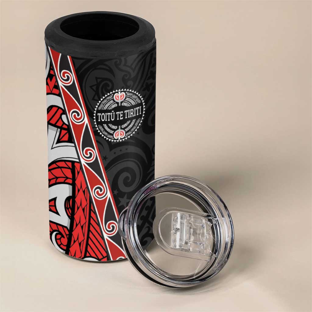 Aotearoa Toitu Te Tiriti 4 in 1 Can Cooler Tumbler Honour The Treaty New Zealand LT01 - Polynesian Pride