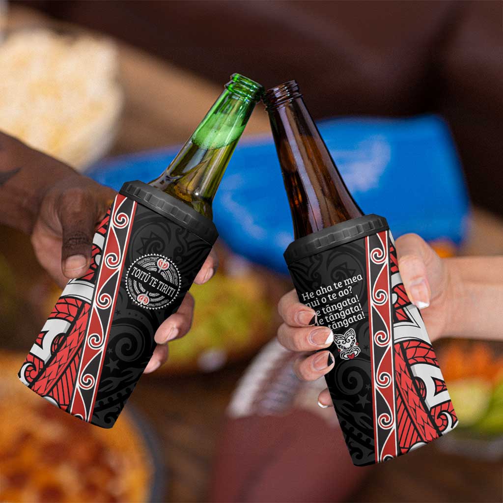 Aotearoa Toitu Te Tiriti 4 in 1 Can Cooler Tumbler Honour The Treaty New Zealand LT01 - Polynesian Pride