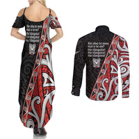Aotearoa Toitu Te Tiriti Couples Matching Summer Maxi Dress and Long Sleeve Button Shirt Honour The Treaty New Zealand