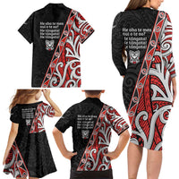 Aotearoa Toitu Te Tiriti Family Matching Long Sleeve Bodycon Dress and Hawaiian Shirt Honour The Treaty New Zealand LT01 - Polynesian Pride