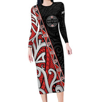 Aotearoa Toitu Te Tiriti Family Matching Long Sleeve Bodycon Dress and Hawaiian Shirt Honour The Treaty New Zealand LT01 Mom's Dress Black - Polynesian Pride