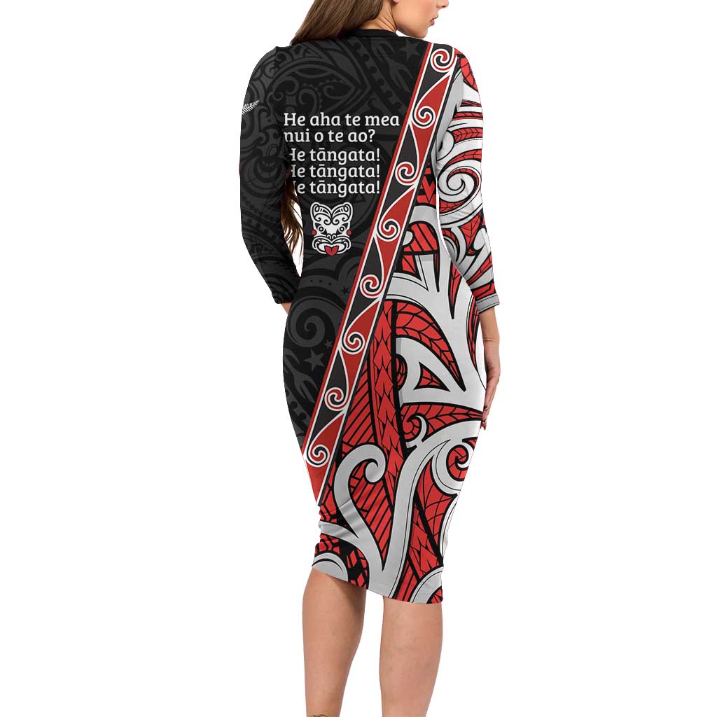Aotearoa Toitu Te Tiriti Family Matching Long Sleeve Bodycon Dress and Hawaiian Shirt Honour The Treaty New Zealand LT01 - Polynesian Pride