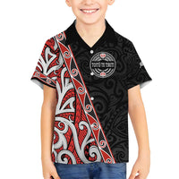 Aotearoa Toitu Te Tiriti Family Matching Long Sleeve Bodycon Dress and Hawaiian Shirt Honour The Treaty New Zealand LT01 Son's Shirt Black - Polynesian Pride