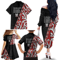 Aotearoa Toitu Te Tiriti Family Matching Off The Shoulder Long Sleeve Dress and Hawaiian Shirt Honour The Treaty New Zealand LT01 - Polynesian Pride