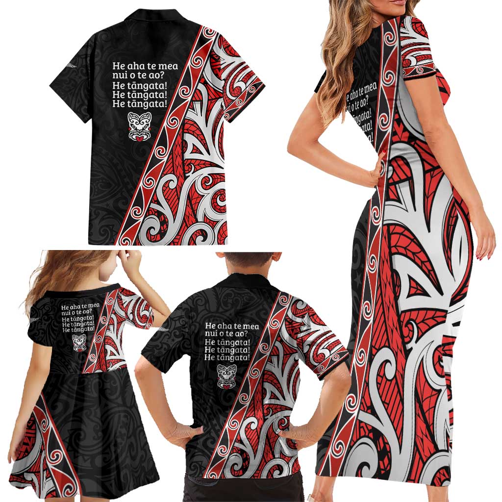 Aotearoa Toitu Te Tiriti Family Matching Short Sleeve Bodycon Dress and Hawaiian Shirt Honour The Treaty New Zealand LT01 - Polynesian Pride