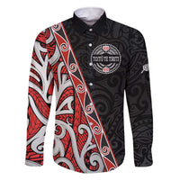 Aotearoa Toitu Te Tiriti Family Matching Short Sleeve Bodycon Dress and Hawaiian Shirt Honour The Treaty New Zealand LT01 Dad's Shirt - Long Sleeve Black - Polynesian Pride