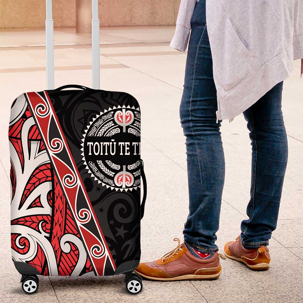 Aotearoa Toitu Te Tiriti Luggage Cover Honour The Treaty New Zealand LT01 Black - Polynesian Pride