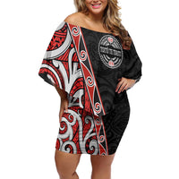 Aotearoa Toitu Te Tiriti Off Shoulder Short Dress Honour The Treaty New Zealand LT01 Women Black - Polynesian Pride