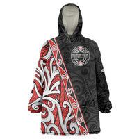 Aotearoa Toitu Te Tiriti Wearable Blanket Hoodie Honour The Treaty New Zealand LT01 One Size Black - Polynesian Pride