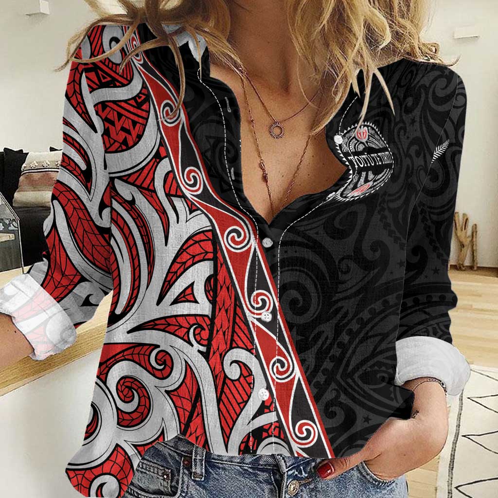 Aotearoa Toitu Te Tiriti Women Casual Shirt Honour The Treaty New Zealand LT01 Female Black - Polynesian Pride