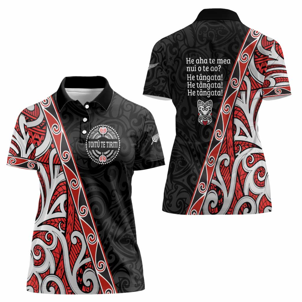 Aotearoa Toitu Te Tiriti Women Polo Shirt Honour The Treaty New Zealand LT01 - Polynesian Pride