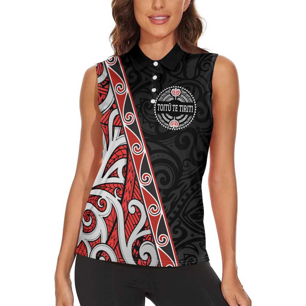 Aotearoa Toitu Te Tiriti Women Sleeveless Polo Shirt Honour The Treaty New Zealand