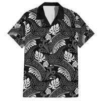 Grayscale Monstera Family Matching Long Sleeve Bodycon Dress and Hawaiian Shirt Polynesian Tribal Pattern - Polynesian Pride