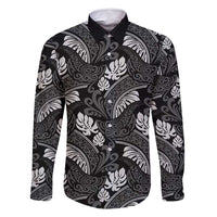 Grayscale Monstera Family Matching Mermaid Dress and Hawaiian Shirt Polynesian Tribal Pattern - Polynesian Pride