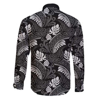 Grayscale Monstera Family Matching Puletasi and Hawaiian Shirt Polynesian Tribal Pattern - Polynesian Pride