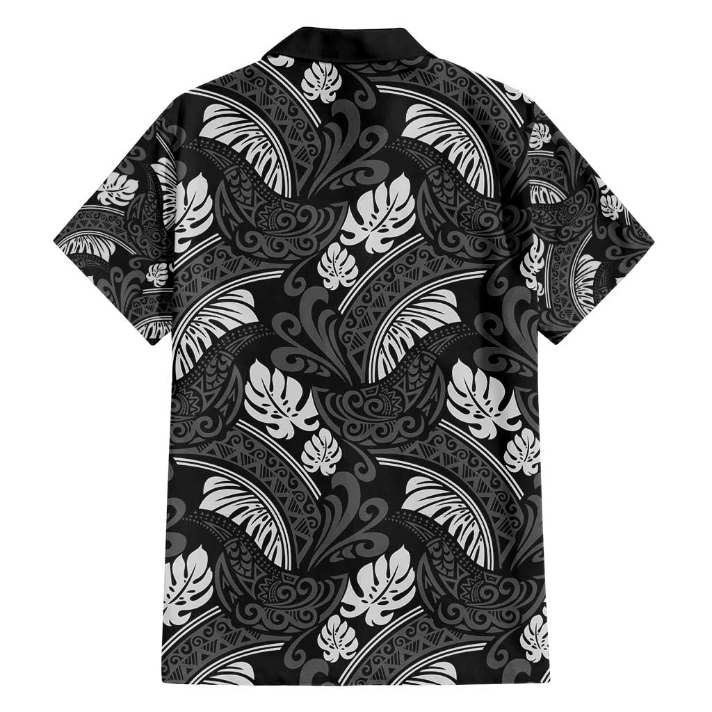 Grayscale Monstera Family Matching Summer Maxi Dress and Hawaiian Shirt Polynesian Tribal Pattern - Polynesian Pride