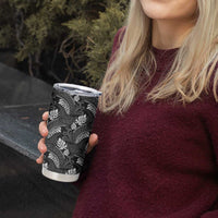 Grayscale Monstera Tumbler Cup Polynesian Tribal Pattern - Polynesian Pride
